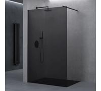 doporro Paroi de Douche Pare-Douche Verre de Securite Gris Teinté 8mm Douche à L'Italienne Barre de Stabilisation Inox Bremen1VG 100x200cm