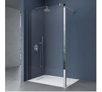 doporro Paroi de Douche Transparent Pare-Douche Verre Bremen1K-Plus 100x200cm + Partie Latérale 30cm Stabilisateur Rond