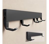 doporro Patère Murale Amovible Porte Manteau Mural 5 Crochets Coulissants | avec Perçage, Noir Mat, en Aluminium, pour Entrée Cuisine Salle de Bain, Stalo-10