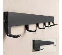 doporro Patère Murale Amovible Porte Manteau Mural 6 Crochets Coulissants | avec Perçage, Noir Mat, en Aluminium, pour Entrée Cuisine Salle de Bain, Stalo-10