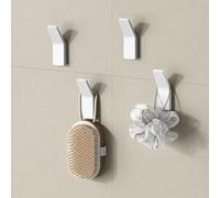 doporro Patère Murale Crochet Adhésif ou avec Perçage 4 Pièces Blanc | en Alliage de Zinc, Rectangulaire, pour Entrée Cuisine Salle de Bain, Stalo-13