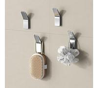 doporro Patère Murale Crochet Adhésif ou avec Perçage 4 Pièces Chromé | en Alliage de Zinc, Rectangulaire, pour Entrée Cuisine Salle de Bain, Stalo-13