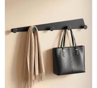 doporro Patère Murale de 5 Crochets Porte Manteau Mural Noir | en Alliage d'Aluminium, Adhésif ou avec Perçage, pour Entrée Cuisine Salle de Bain, Stalo-18