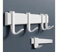 doporro Patère Murale Porte Manteau Mural de 4 Crochets Coulissants | Adhésif ou avec Perçage, Blanc Mat, en Aluminium, pour Entrée Cuisine Salle de Bain, Stalo-12