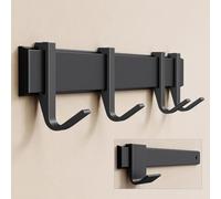doporro Patère Murale Porte Manteau Mural de 4 Crochets Coulissants | Adhésif ou avec Perçage, Noir Mat, en Aluminium, pour Entrée Cuisine Salle de Bain, Stalo-12