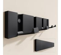 doporro Patère Murale Porte Manteau Mural de 4 Crochets Rétractables Noir | sans Perçage, pour Entrée Cuisine Salle de Bain, Wandgarderobe01