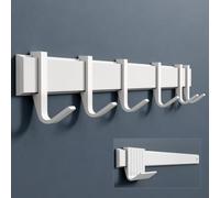 doporro Patère Murale Porte Manteau Mural de 6 Crochets Coulissants | Adhésif ou avec Perçage, Blanc Mat, en Aluminium, pour Entrée Cuisine Salle de Bain, Stalo-12