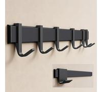 doporro Patère Murale Porte Manteau Mural de 6 Crochets Coulissants | Adhésif ou avec Perçage, Noir Mat, en Aluminium, pour Entrée Cuisine Salle de Bain, Stalo-12