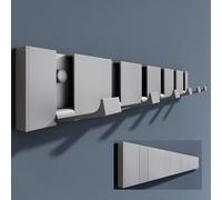 doporro Patère Murale Porte Manteau Mural de 6 Crochets Rétractables Gris | sans Perçage, pour Entrée Cuisine Salle de Bain, Wandgarderobe01