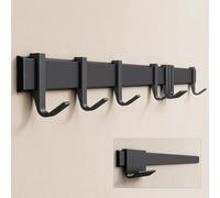 doporro Patère Murale Porte Manteau Mural de 8 Crochets Coulissants | Adhésif ou avec Perçage, Noir Mat, en Aluminium, pour Entrée Cuisine Salle de Bain, Stalo-12