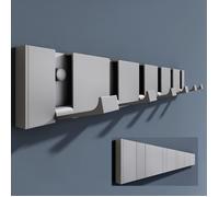 doporro Patère Murale Porte Manteau Mural de 6 Crochets Rétractables Gris | sans Perçage, pour Entrée Cuisine Salle de Bain, Wandgarderobe01
