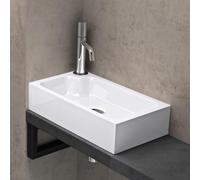 doporro Petit Lavabo Vasque à Poser Lave Mains Blanc Rectangulaire en Solid Surface évier 46x26x11 cm pour Toilettes invitées Colossum101