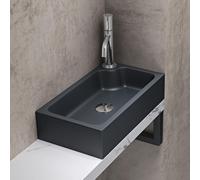 doporro Petit Lavabo Vasque à Poser Lave Mains Gris Noir Mat Rectangulaire en Solid Surface évier 46x26x11 cm pour Toilettes invitées Colossum101