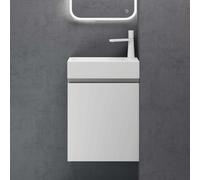 doporro Petit Meuble de Salle de Bain Suspendu 46cm Blanc Mat Ensemble de 2 Pièces Meuble avec Lavabo Solid Surface Design Pisa02