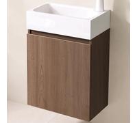 doporro Petit Meuble Sous Vasque Chêne et Vasque 46cm Ensemble de 2 Pièces de Meuble de Salle de Bain Design Pisa02