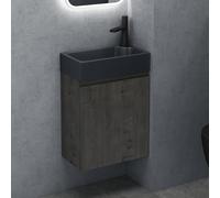 doporro Petit Meuble de Salle de Bain Suspendu 46cm Ensemble de 2 Pièces | Gris, avec Lavabo en Solid Surface, Design Pisa02