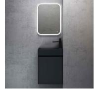 doporro Petit Meuble de Salle de Bain Suspendu 46cm Gris Noir Mat Ensemble de 2 Pièces Meuble avec Lavabo Design Pisa02