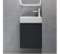doporro Petit Meuble de Salle de Bain Suspendu 46cm Gris Noir Mat Ensemble de 2 Pièces Meuble avec Lavabo Solid Surface Pisa02