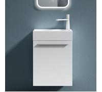 doporro Petit Meuble Sous Vasque Blanc mat et Vasque 46cm Ensemble de 2 Pièces de Meuble de Salle de Bain Design Pisa