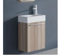 doporro Petit Meuble sous Vasque Chêne Blanc Clair et Vasque 46cm Ensemble de 2 Pièces de Meuble de Salle de Bain Design Pisa