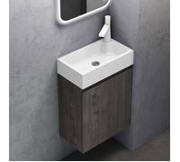 doporro Petit Meuble Sous Vasque Gris-brun et Vasque 46cm Ensemble de 2 Pièces de Meuble de Salle de Bain Design Pisa02