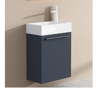 doporro Petit Meuble sous Vasque Gris Noir et Vasque 46cm Ensemble de 2 Pièces de Meuble de Salle de Bain Design Pisa