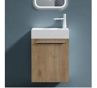 doporro Petit Meuble sous Vasque Marron Clair et Vasque 46cm Ensemble de 2 Pièces de Meuble de Salle de Bain Design Pisa