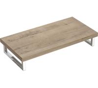 doporro Plan de Lavabo en Bois 50 x 100 cm en Chêne Greige pour Lavabos avec Support de Console Mural en Inox Platte04