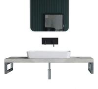 doporro Plan de Vasque Gris Clair 50x100cm Meuble sous Lavabo Plan Lave Mains avec 2 Supports en Inox