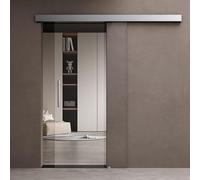 doporro Porte Coulissante en Verre pour L'intérieur 102,5cm x 205cm Verre de Sécurité Transparent Poignée Barre Porte Glissante Distance au Mur de 15mm avec Amortisseur Amalfi 20