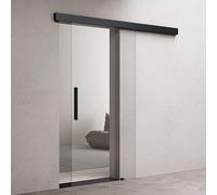 doporro Porte Coulissante en Verre pour L'intérieur 102,5cm x 205cm Verre de Sécurité Transparent Poignée Barre Porte Glissante Distance au Mur de 25mm Amalfi 20-1025