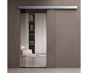 doporro Porte Coulissante en Verre pour L'intérieur 102,5cm x 205cm Verre de Sécurité Transparent Poignée Barre Porte Glissante Distance au Mur de 15mm avec Amortisseur Amalfi 20