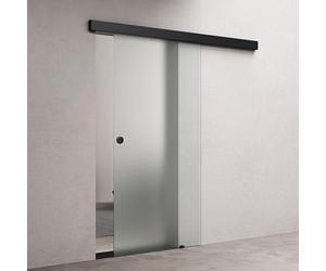 doporro Porte Coulissante en Verre pour L'intérieur 102,5cm x 215cm Verre de Sécurité Opaque Poignée Ronde Porte Glissante Distance au Mur de 25mm avec Amortisseur Amalfi 12H-1025