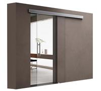 doporro Porte Coulissante en Verre pour L'intérieur 77,5cm x 205cm Verre de Sécurité Transparent Poignée Barre Porte Glissante Distance au Mur de 15mm avec Amortisseur Amalfi 20