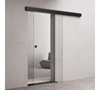 doporro Porte Coulissante en Verre pour L'intérieur 77,5cm x 205cm Verre de Sécurité Transparent Poignée Ronde Porte Glissante Distance au Mur de 25mm avec Amortisseur Amalfi 19-775