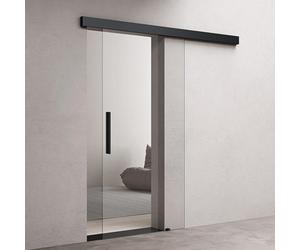 doporro Porte Coulissante en Verre pour L'intérieur 77,5cm x 205cm Verre de Sécurité Transparent Poignée Barre Porte Glissante Distance au Mur de 15mm avec Amortisseur Amalfi 20-775