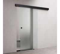 doporro Porte Coulissante en Verre pour L'intérieur 90cm x 205cm Verre de Sécurité Opaque Poignée Ronde Porte Glissante Distance au Mur de 15mm avec Amortisseur Amalfi 12-900