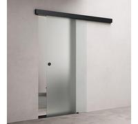 doporro Porte Coulissante en Verre pour L'intérieur 90cm x 205cm Verre de Sécurité Opaque Poignée Ronde Porte Glissante Distance au Mur de 15mm avec Amortisseur Amalfi 12-900