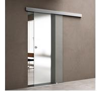 doporro Porte Coulissante en Verre pour L'intérieur 77,5cm x 215cm Verre de Sécurité Opaque Poignée Ronde Porte Glissante Distance au Mur de 15mm Amalfi 12H