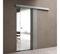 doporro Porte Coulissante en Verre pour L'intérieur 102,5cm x 215cm Verre de Sécurité Opaque Poignée Ronde Porte Glissante Distance au Mur de 15mm avec Amortisseur Amalfi 12H
