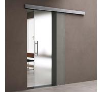 doporro Porte Coulissante en Verre pour L'intérieur 102,5 x 215cm Verre de Sécurité Opaque Poignée de Barre Porte Glissante Distance au Mur de 15mm Amalfi 14H