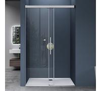 doporro Porte de Douche Coulissante 110x195cm pour Niche 110cm Paroi de Douche Transparente Verre de Sécurité avec Revêtement Anti-calaire Teramo12