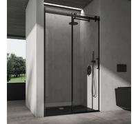 doporro Porte de Douche Coulissante 110x195cm pour Niche Paroi de Douche Transparente Verre de Sécurité avec Revêtement Anti-calaire Teramo19K