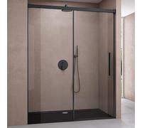 doporro Porte de Douche Coulissante 140x195cm pour Niche 140cm Paroi de Douche Transparente Verre de Sécurité avec Revêtement Anti-calaire Teramo12