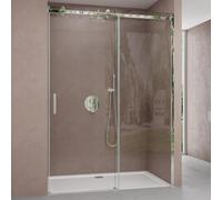doporro Porte de Douche Transparent pour Niche 105cm Paroi de Douche avec Porte Coulissante Teramo4 en Verre de Sécurité Anticalcaire 105x195cm