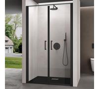 doporro Porte de Douche Pivotante 100x195cm pour Niche Paroi de Douche Transparente Verre de 8mm avec Revêtement Anti-calaire Teramo66K Profilé Noir
