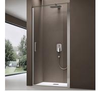 doporro Porte de Douche Pivotante Transparente 80x195cm Paroi de Douche pour Niche Verre de 8mm avec Revêtement Anti-calaire Teramo36K