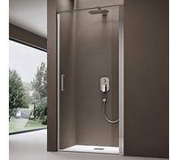 doporro Porte de Douche Pivotante Transparente 90x195cm Paroi de Douche pour Niche Verre de 8mm avec Revêtement Anti-calaire Teramo36K