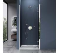 doporro Porte de douche pliable 80cm paroi de douche transparent pliante pour niche Teramo26K pare-douche rabattable montage réversible
