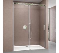 doporro Porte de Douche Transparent pour Niche 100cm Paroi de Douche avec Porte Coulissante Teramo4-2 en Verre de Sécurité Anticalcaire 100x195cm